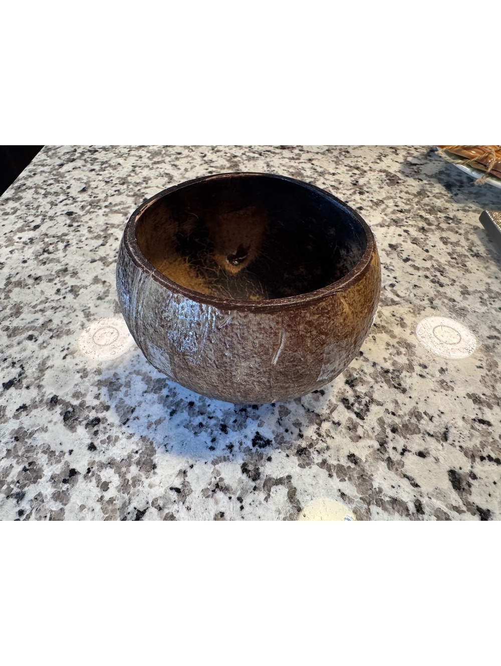 Handcrafted Natural Coconut Shell Bowl Polished Tropical Rustic Boho Decor